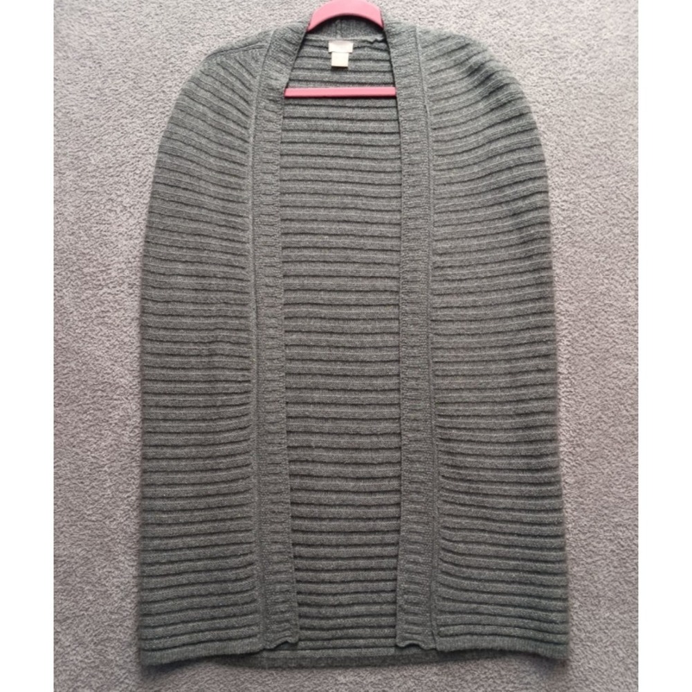 Chico's Gray Ribbed Open Front Vest Cardigan Metallic Knit S (fits M)
